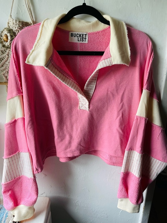 BUCKETLIST Tops - Sunday Brunch Pink/Cream Pullover
